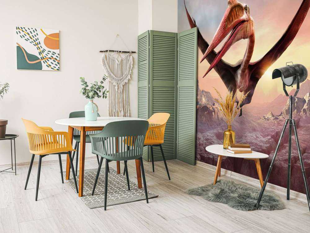 Quetzalcoatlus flying over mountains