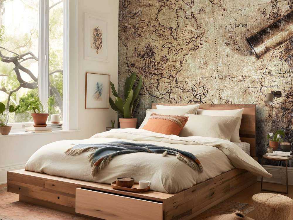 World map with compass