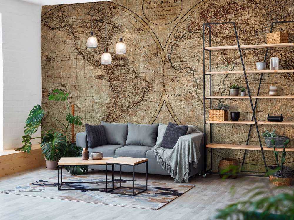 Old world map drawing