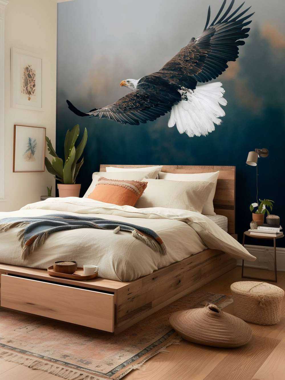 Bald eagle above the forest