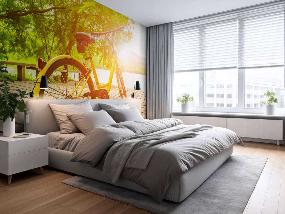 Yellow bike on jetty