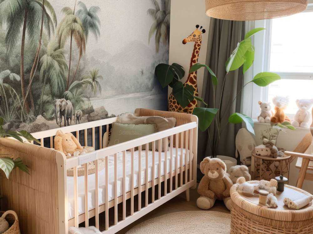 Jungle landscape with animals in colour