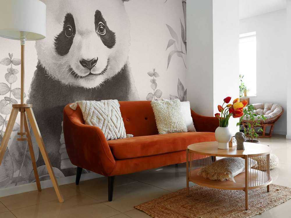 Baby panda in the jungle beige