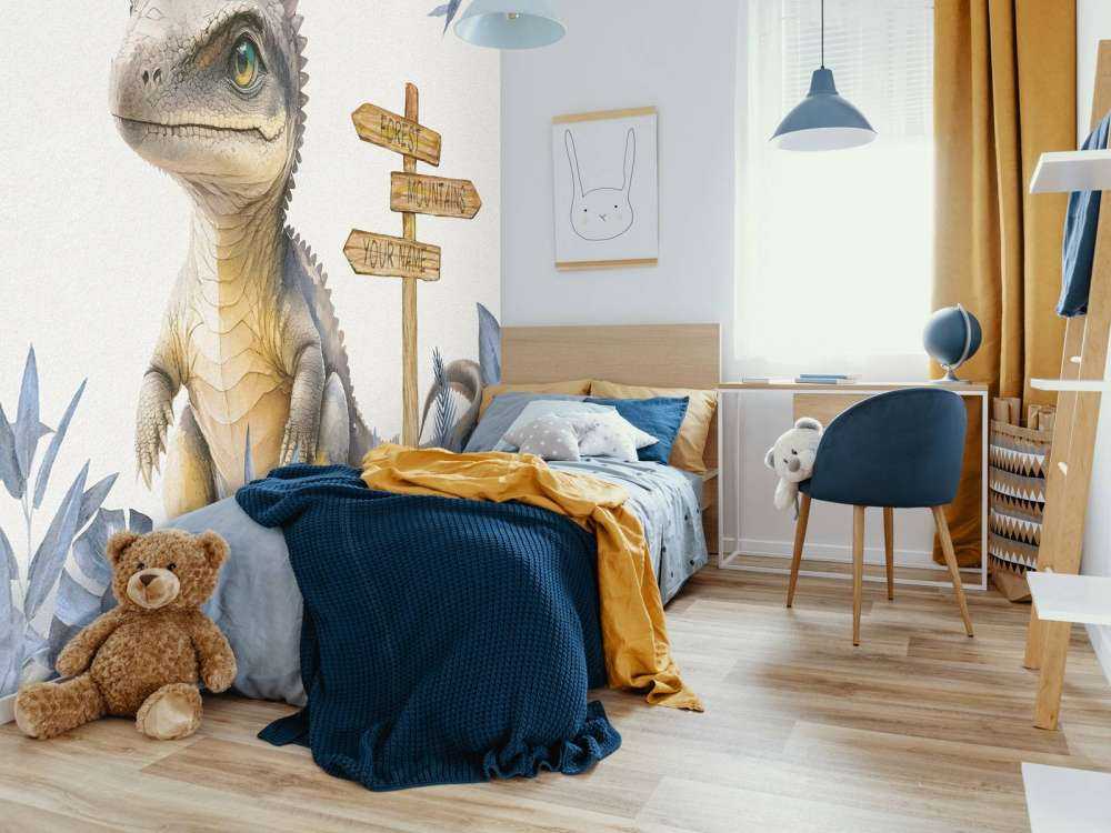 Baby spinosaurus in the blue jungle