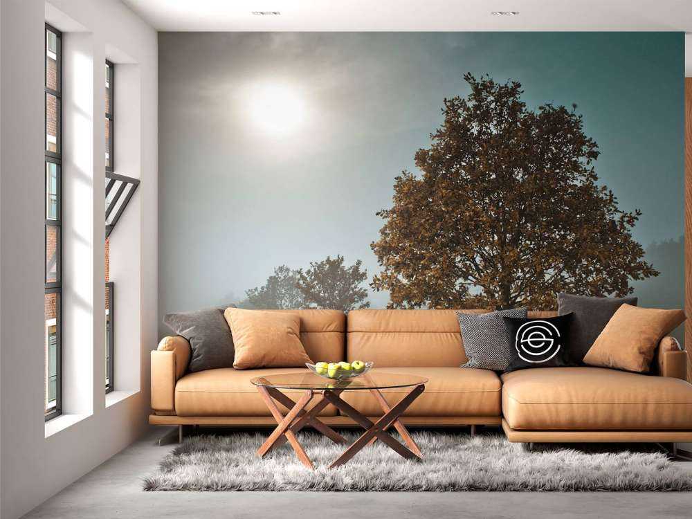 Line of trees in the mist