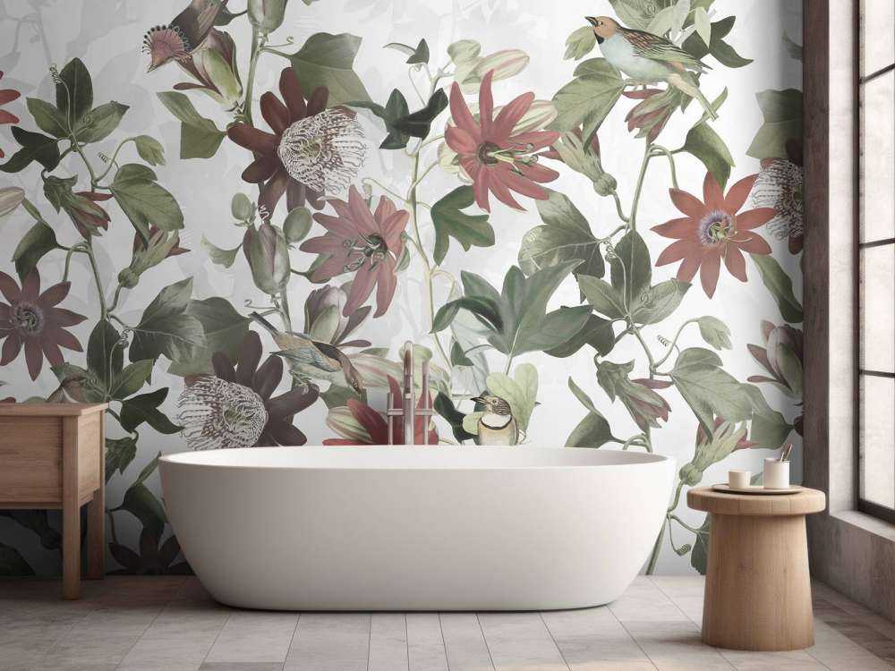 Seven Birds in Enchanted Foliage - Ivory