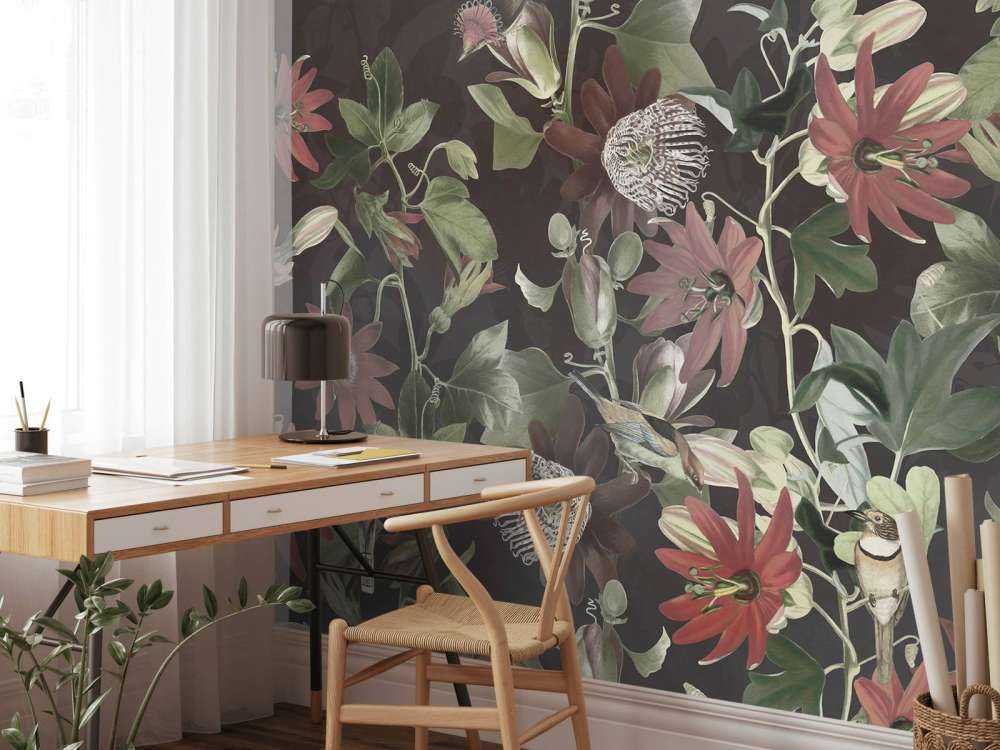 Seven Birds in Enchanted Foliage - Midnight Bloom