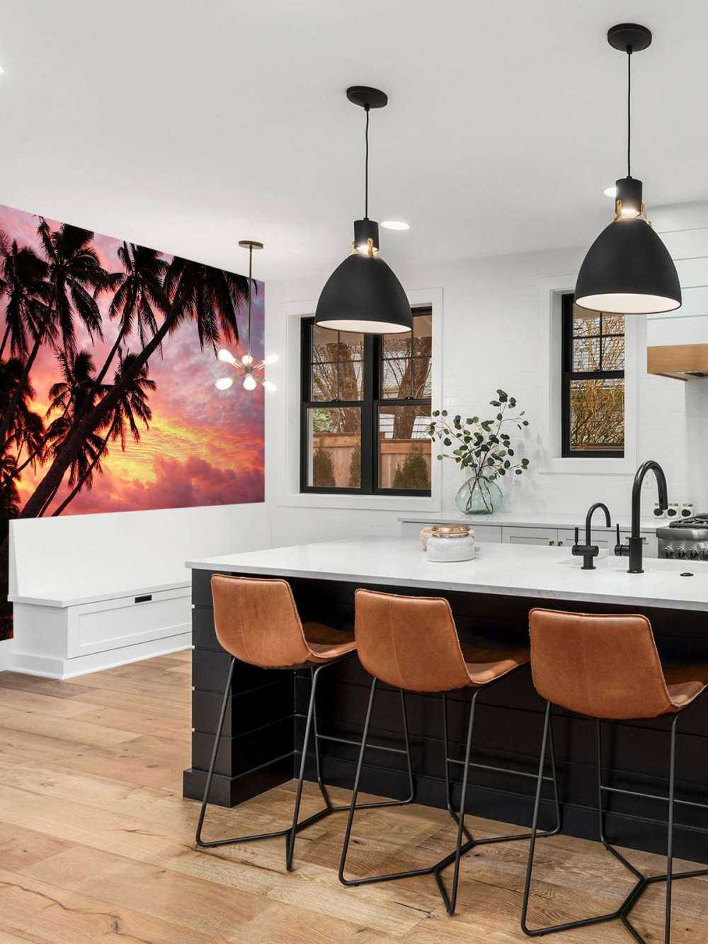 Palm trees over a red ocean