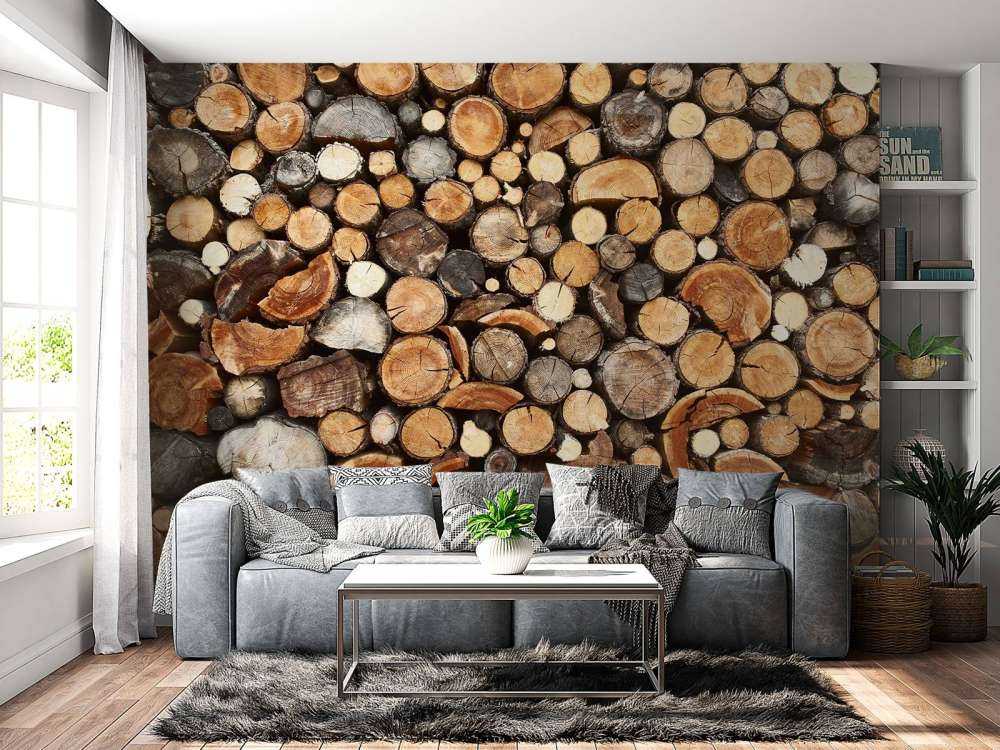 Stacked tree trunks