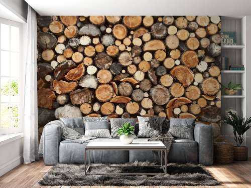 Stacked tree trunks