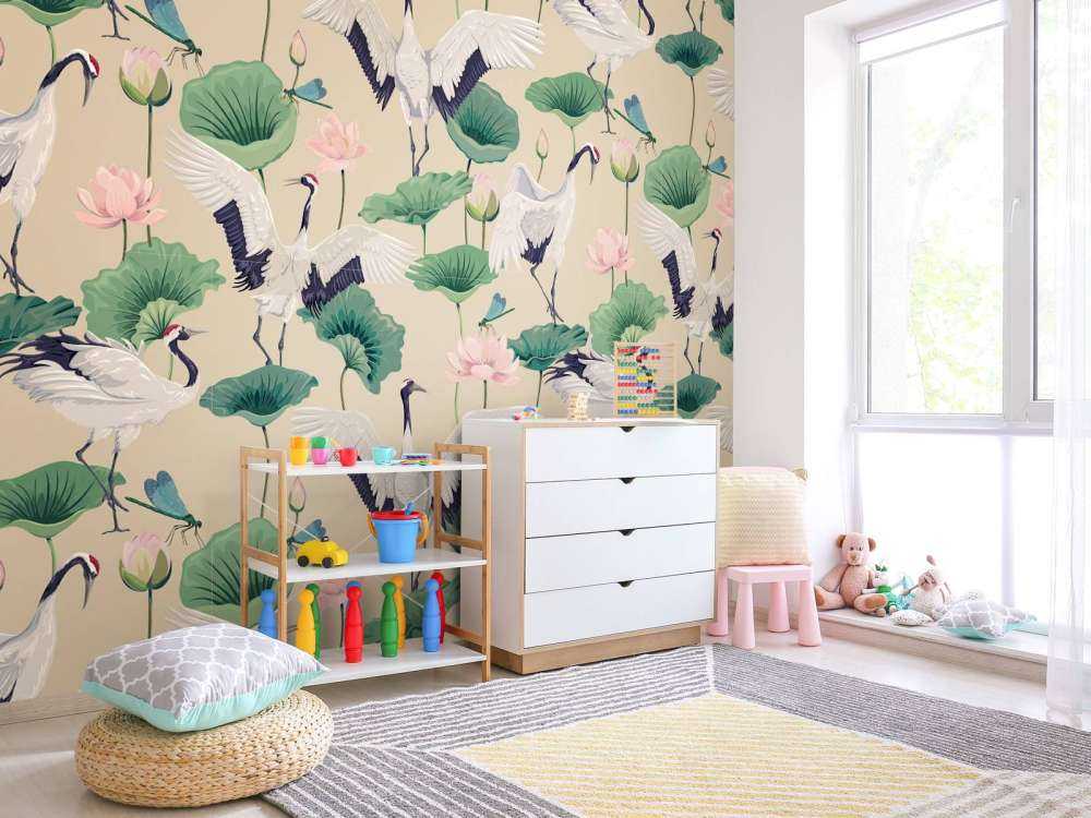 Witte kraanvogels, beige