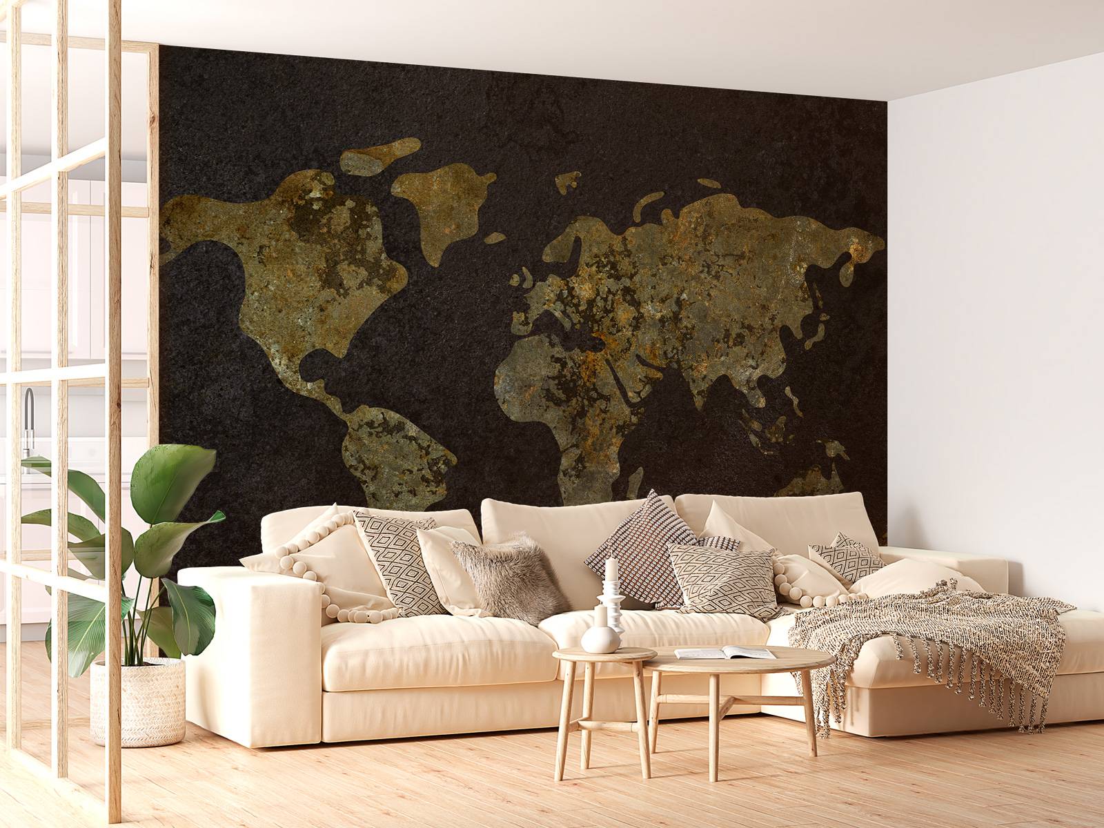 World map with gold-green texture