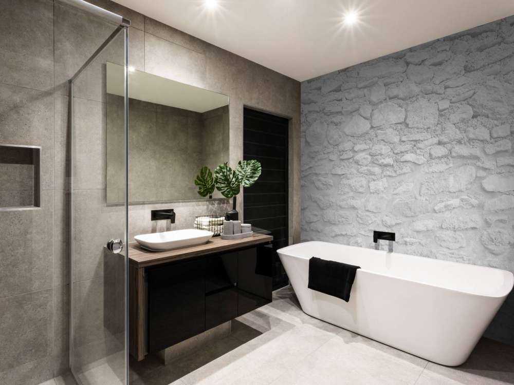 Light wall with rough bricks