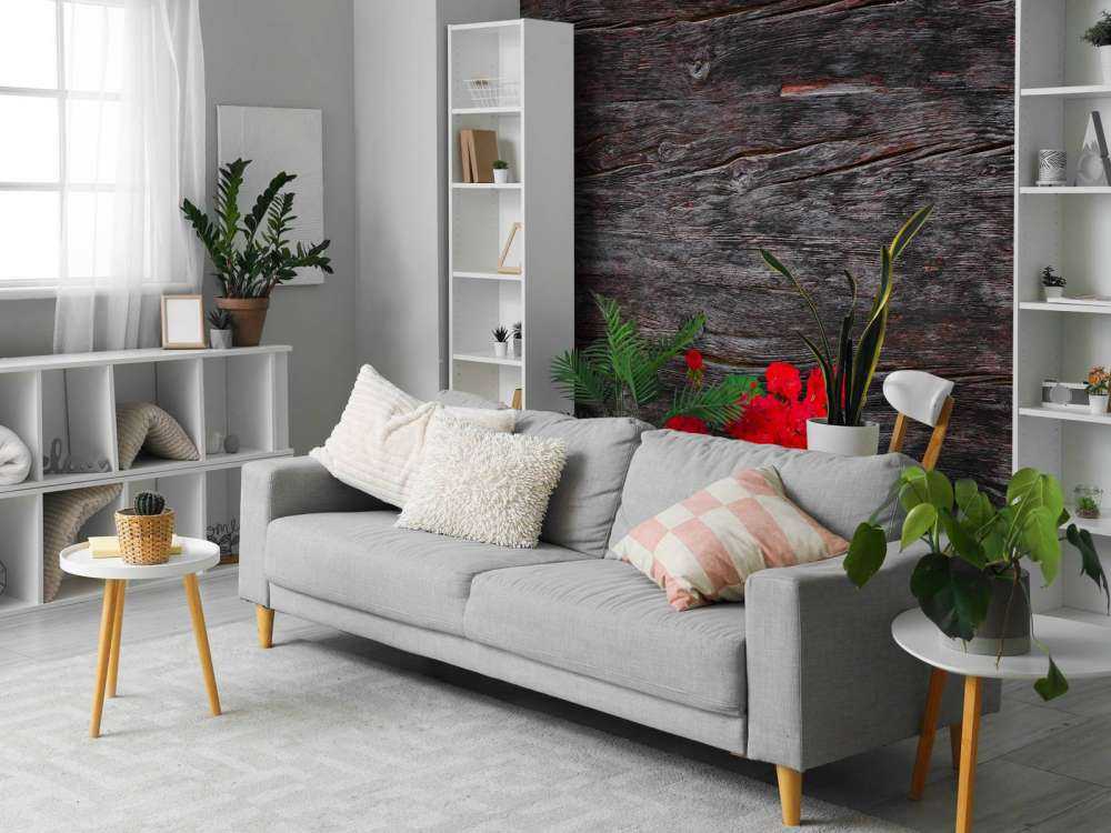 Weathered wood with flowers