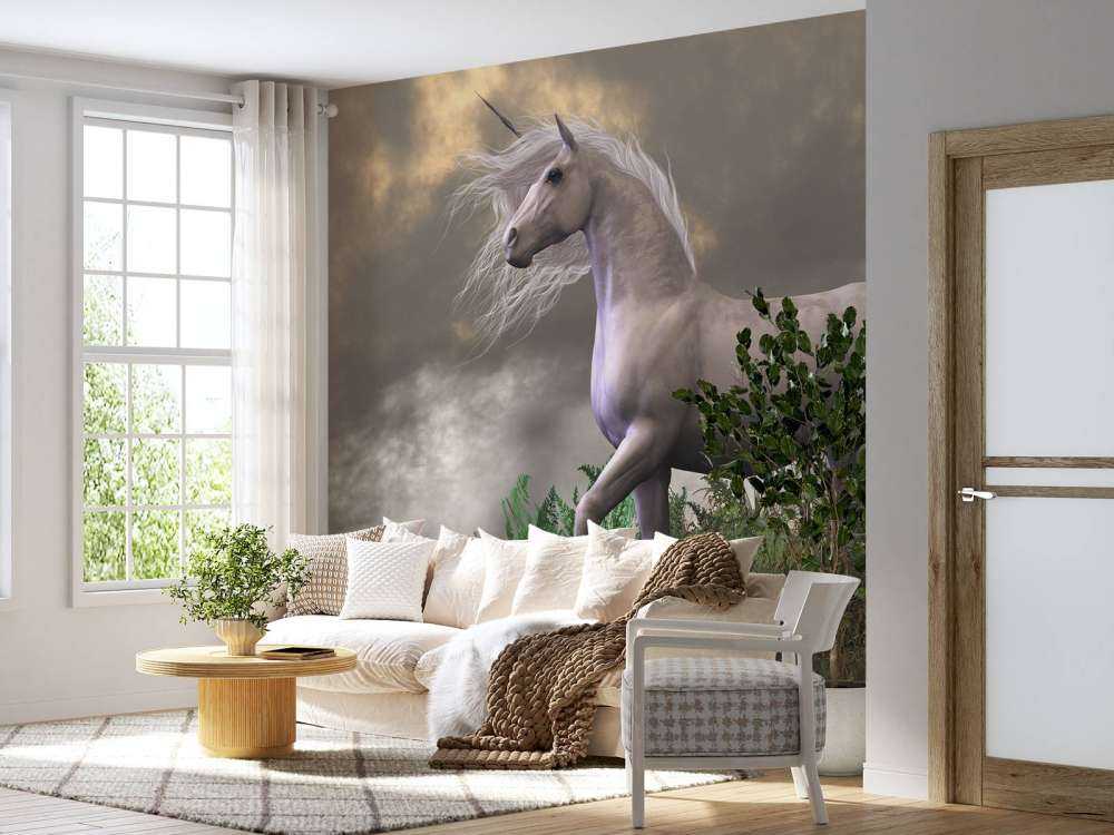 Witte eenhoorn hengst