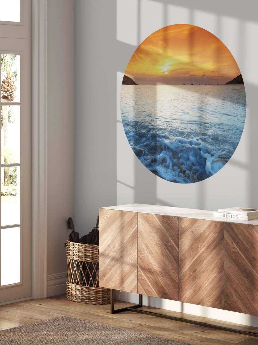 Blue beach and sunset
