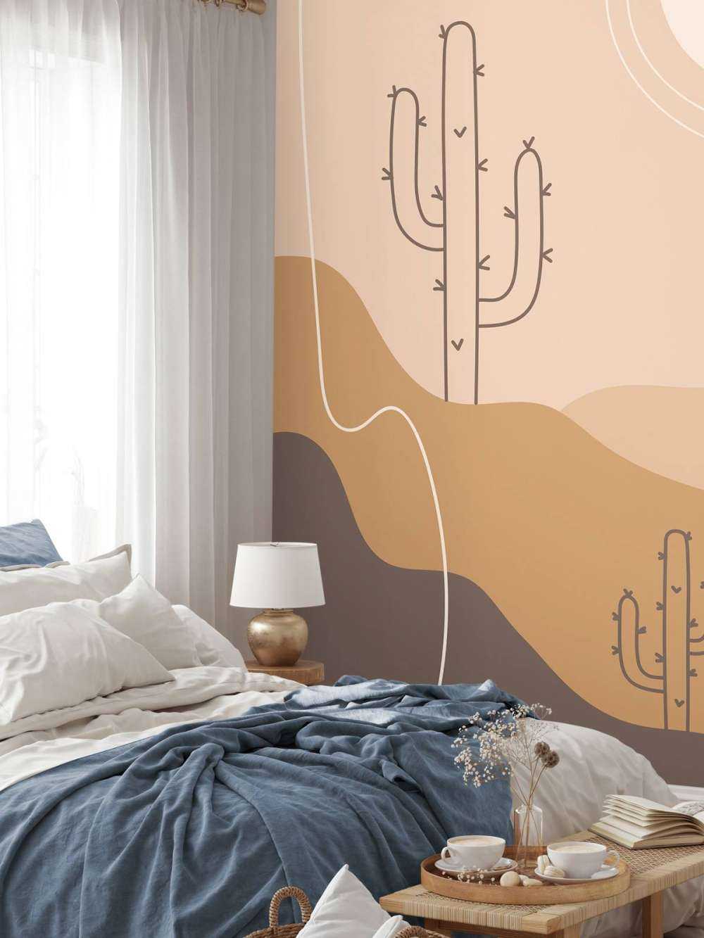 Abstracte cactussen en bergen