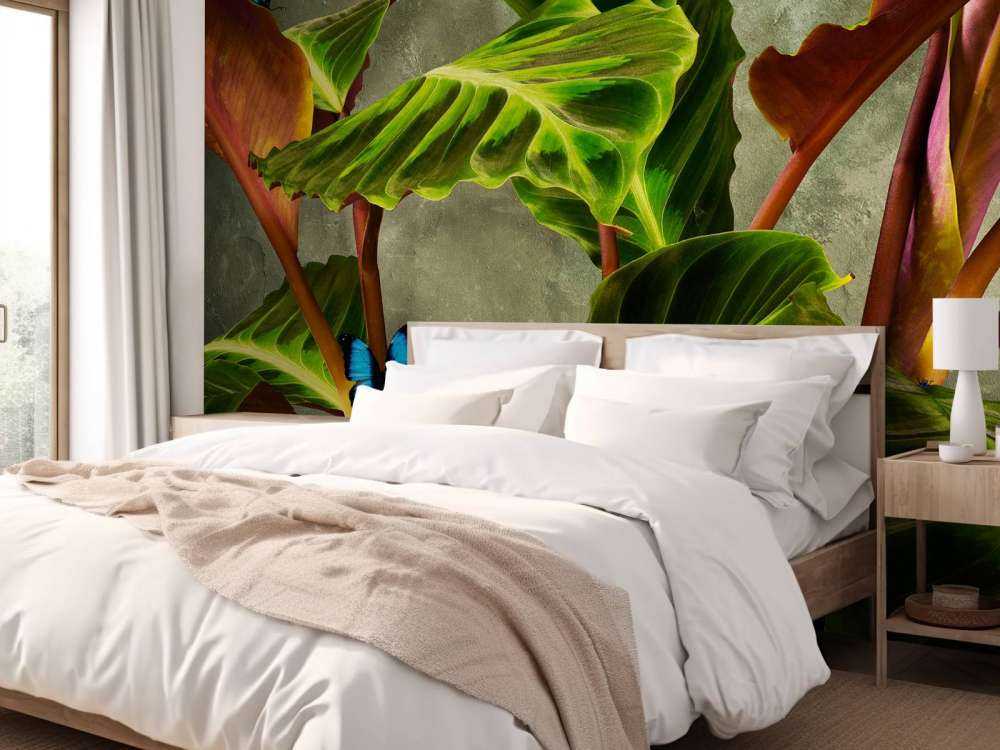 Green plant with butterflies