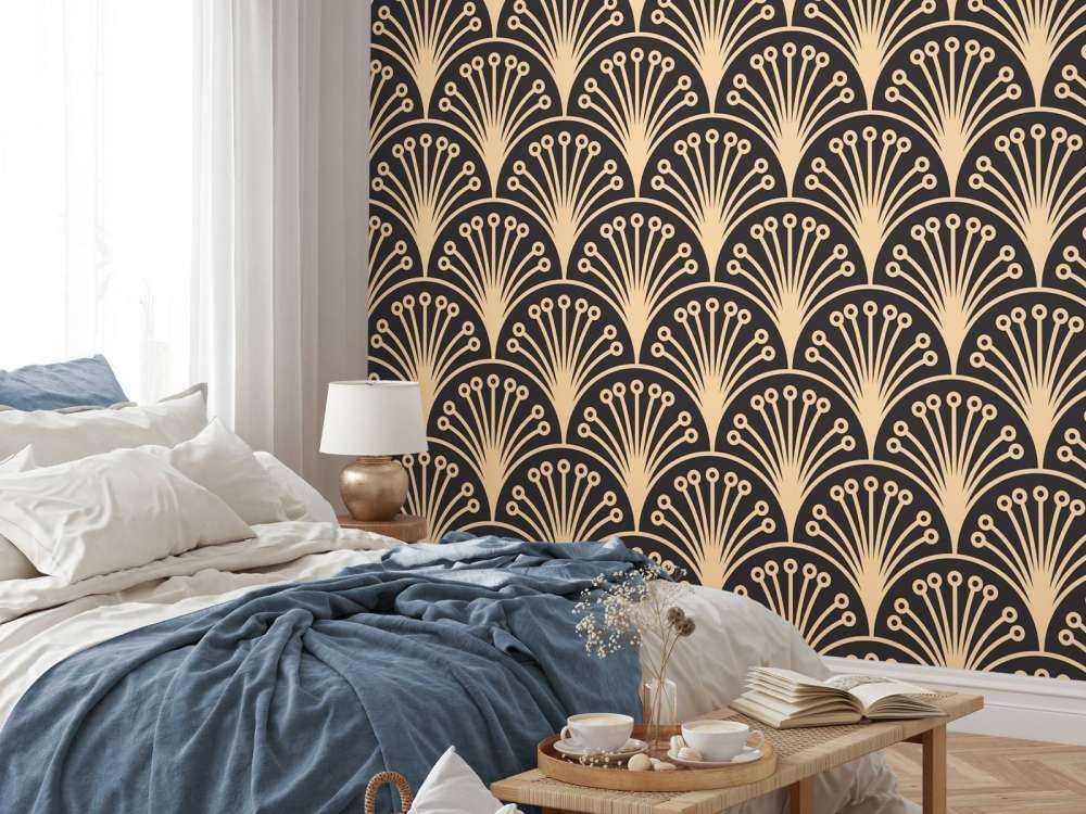 Gold art deco flowers