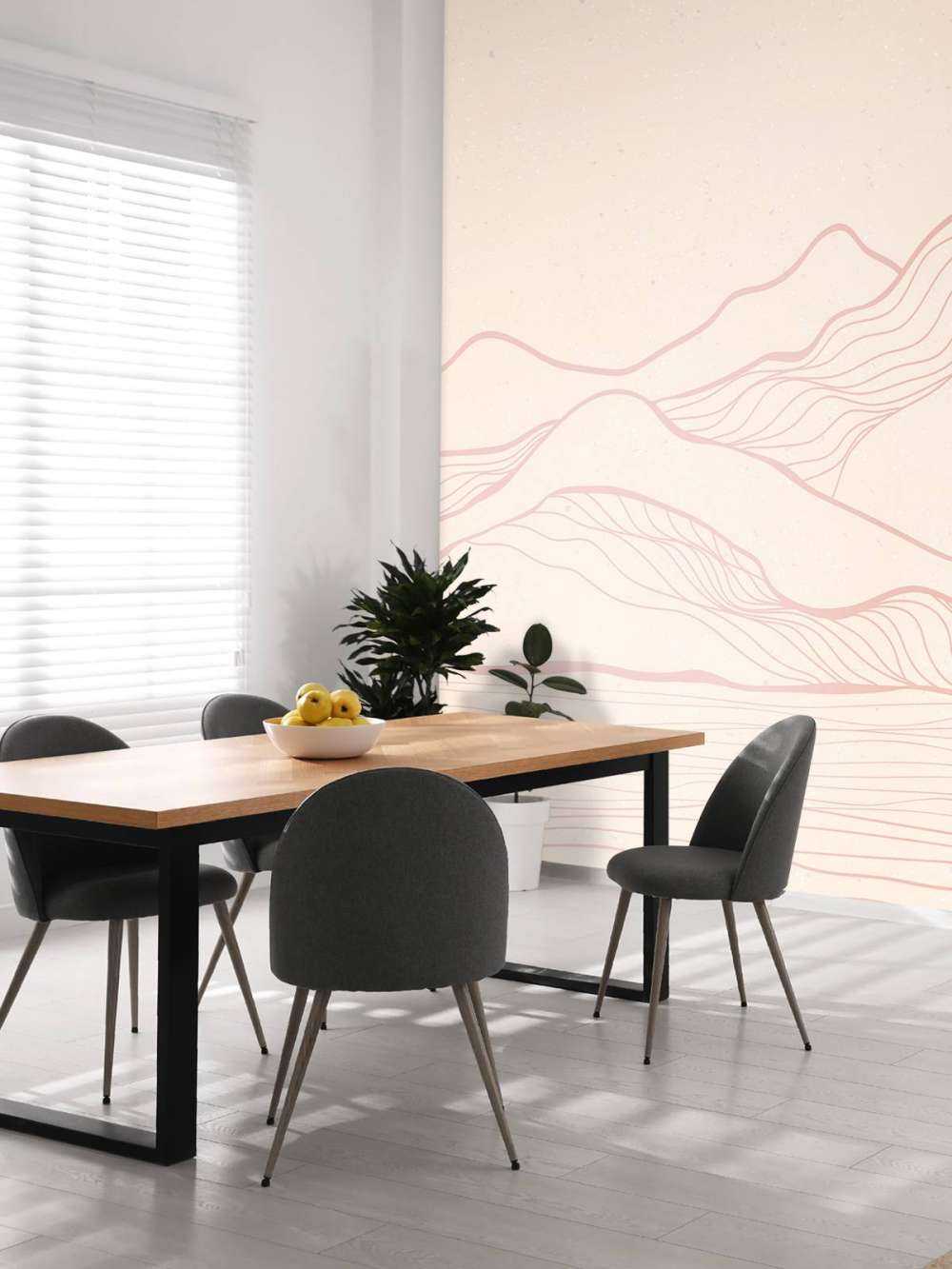 Geïllustreerde roze bergen landschap