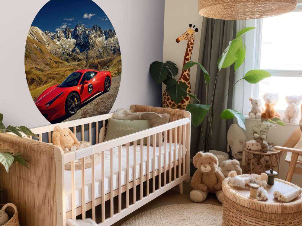 Ferrari 458 with the mountain peaks