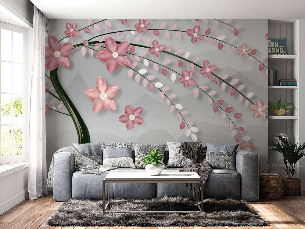 3D tree with pink flowers