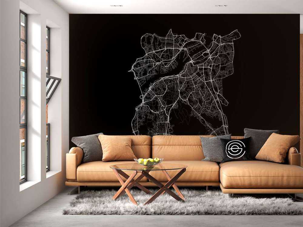 Plattegrond van Gotenburg, zwart