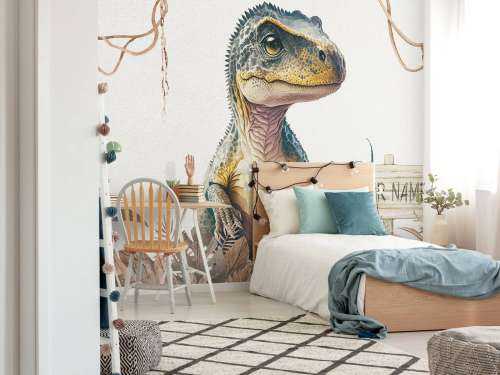 Baby t-rex in the taupe jungle