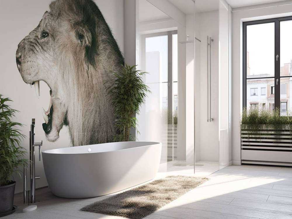 Roaring lion offwhite