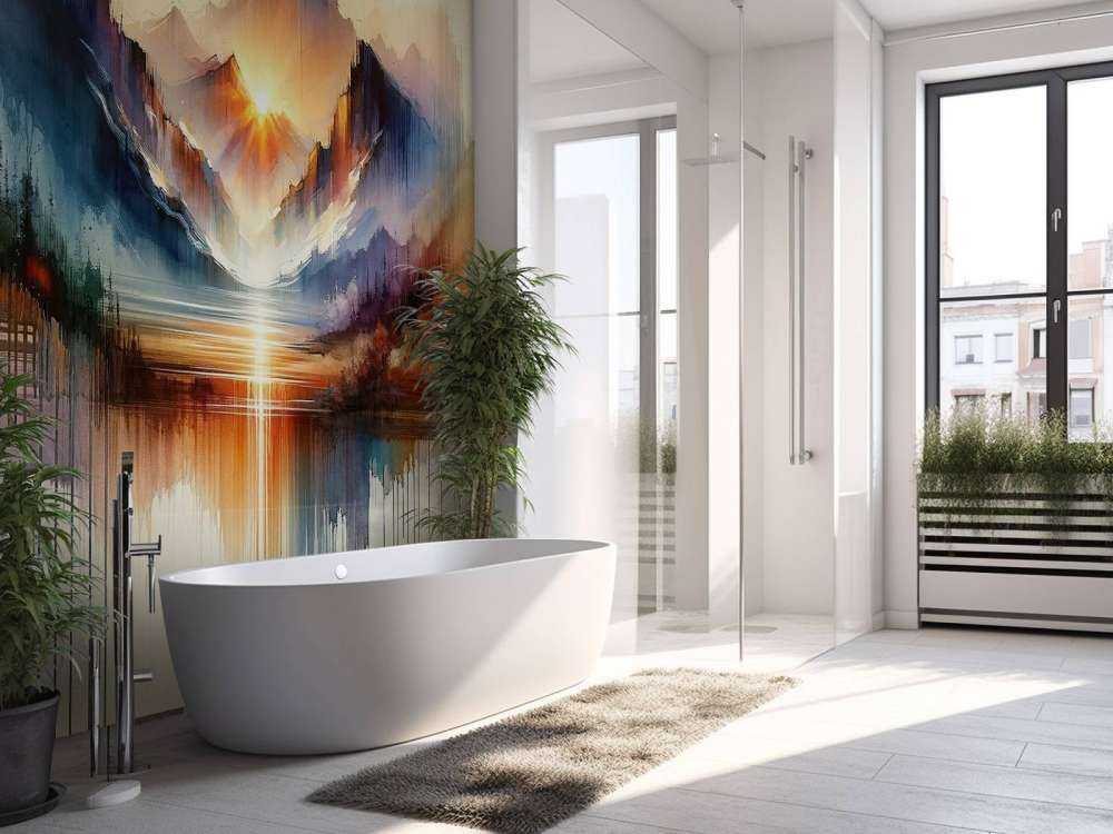 Watercolour Abstract Mountains Landscape