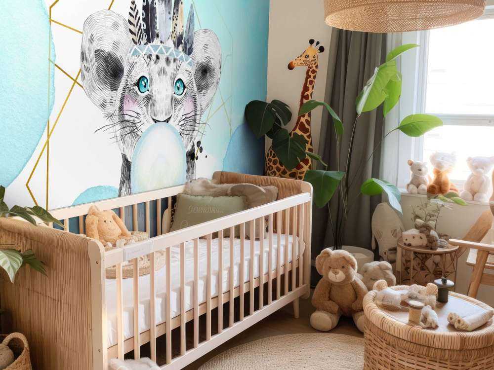 Indian lion cub with bubble gum bell