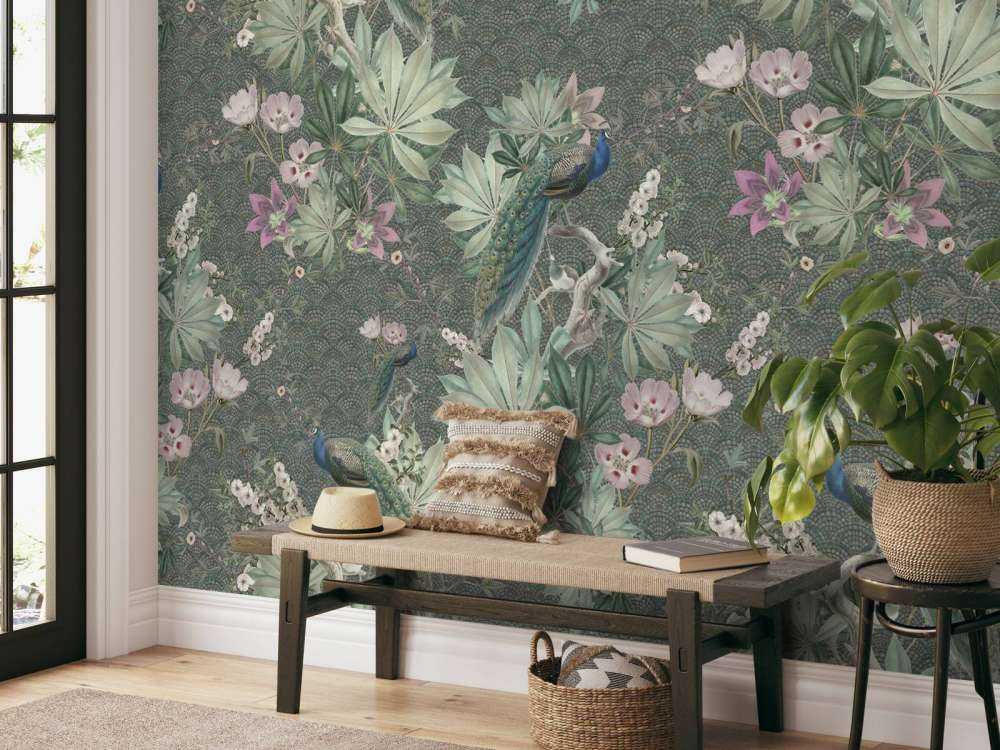 Vintage garden peacocks - dark green