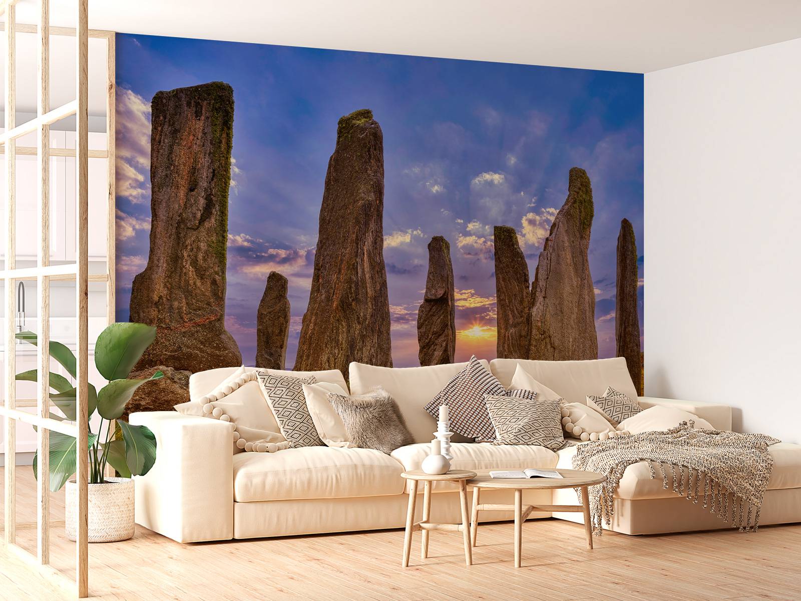 Standing stones at sunset