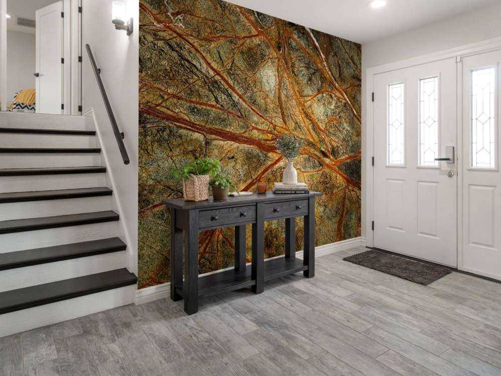 Green marble with coloured veins