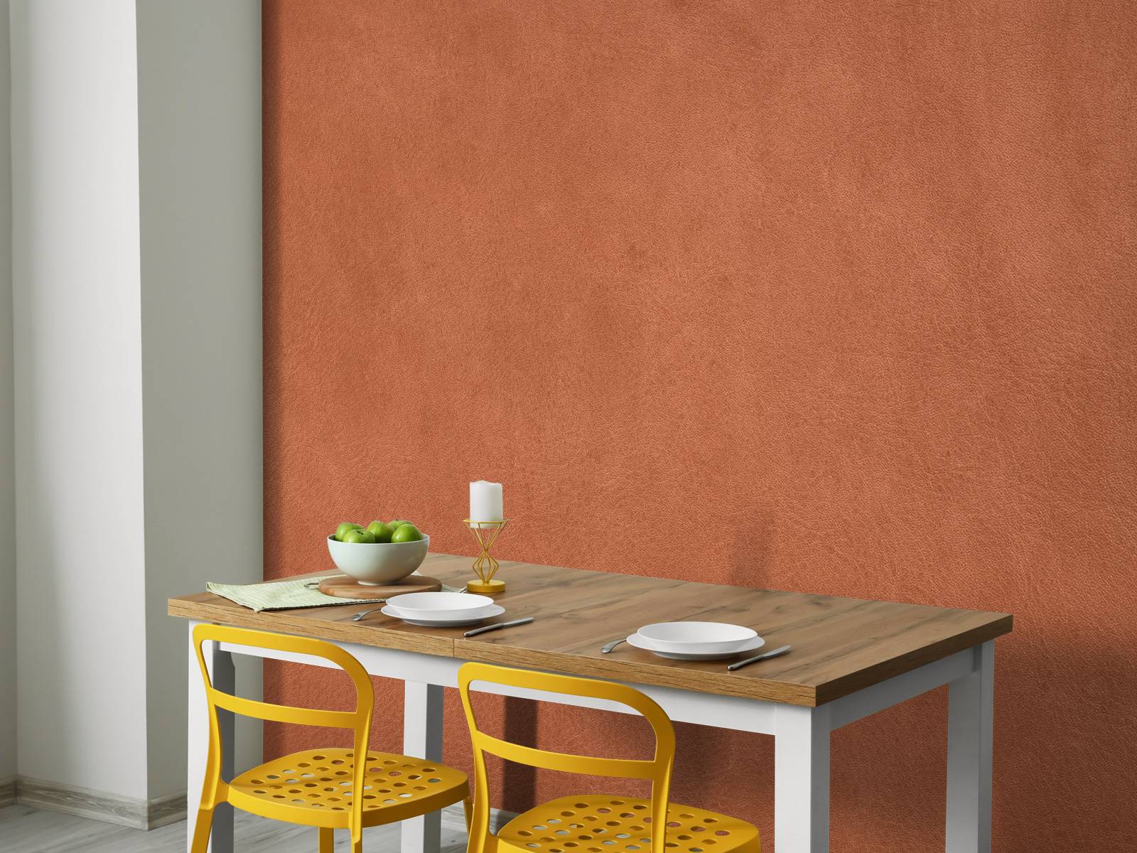 Leather structure in terracotta colours