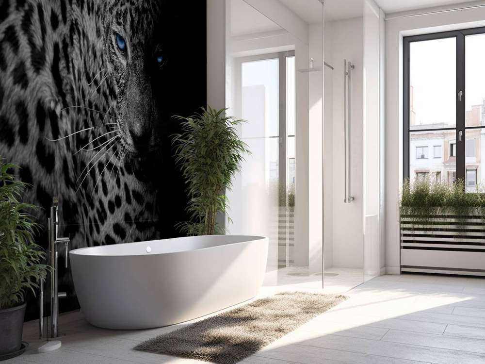 Leopard on black background