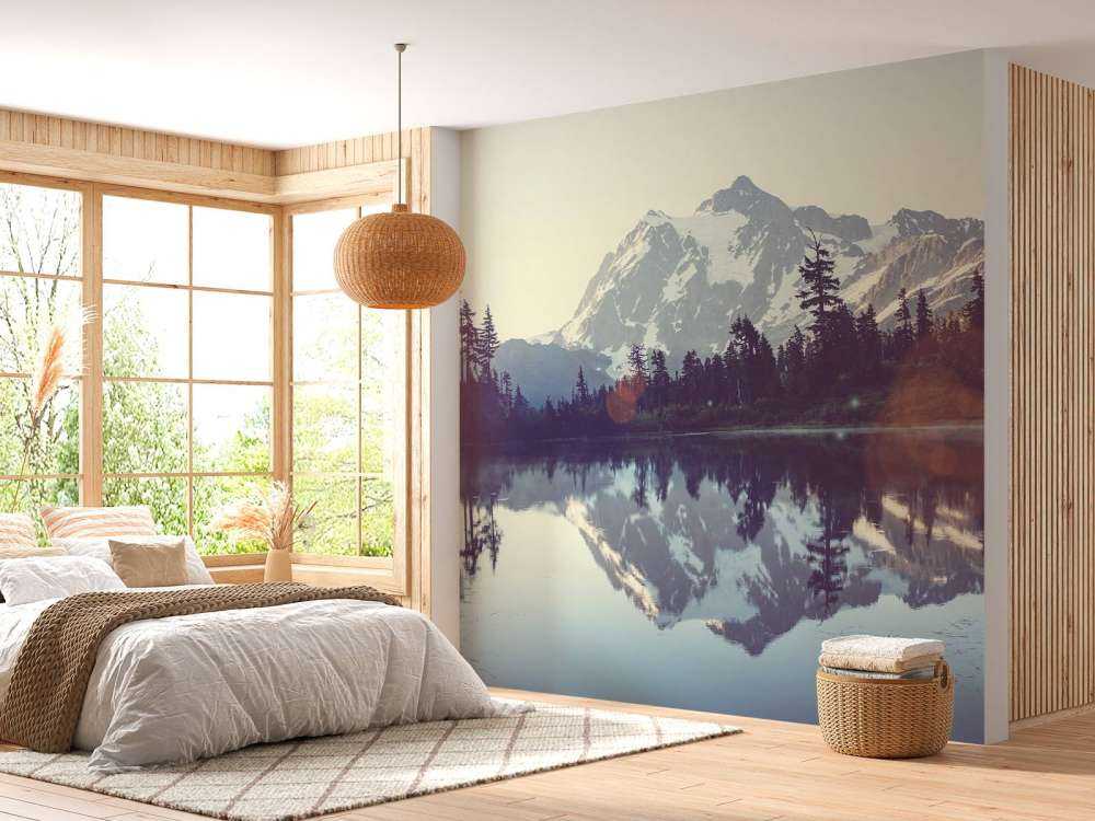 Mountain lake with forest