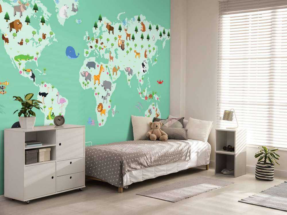 World map for children in green