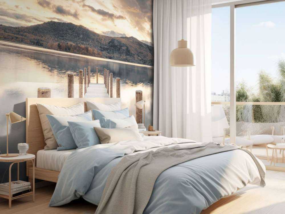 Wooden jetty at a lake