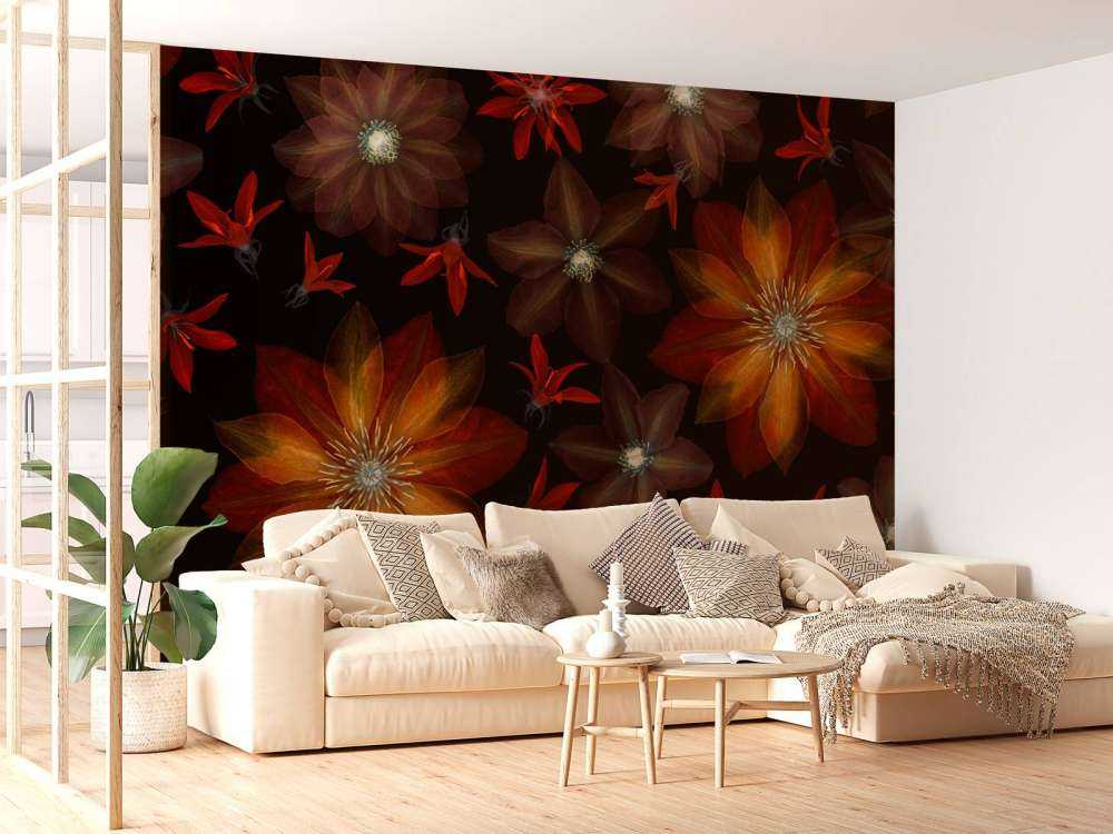 Red clematis flowers