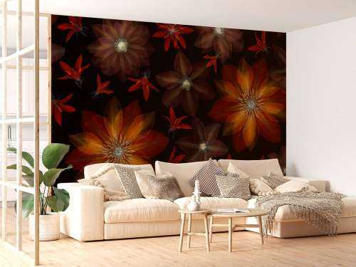 Red clematis flowers