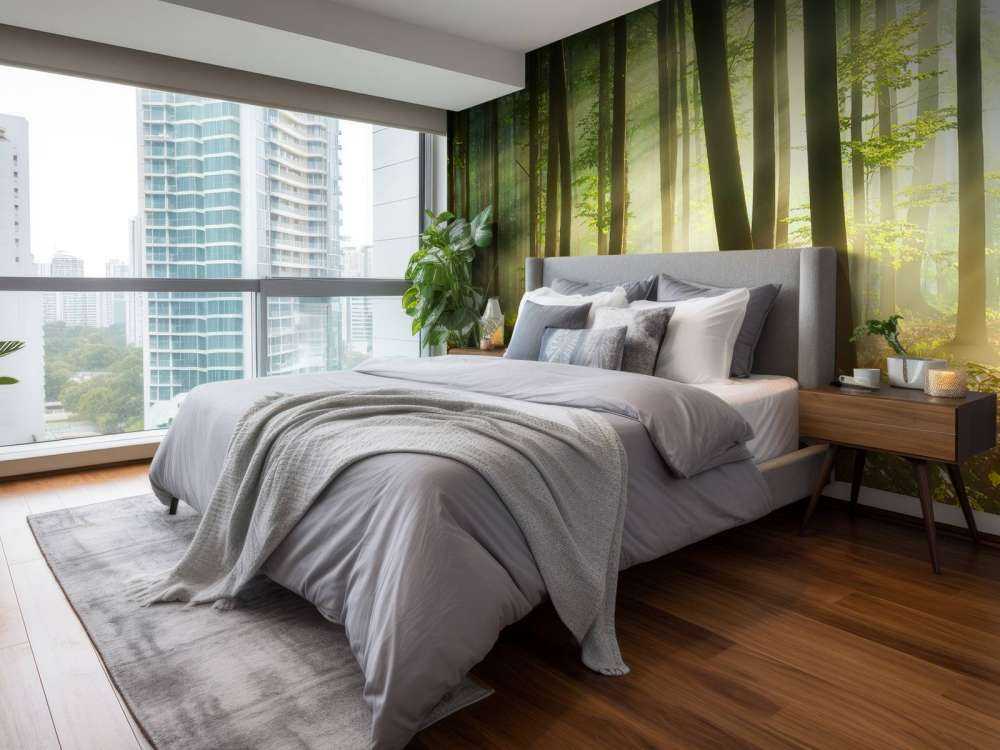 Morning sun among the trees