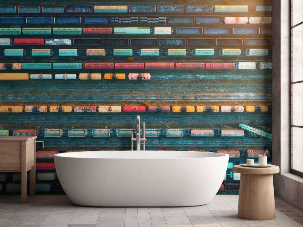 Drone view freight wagons