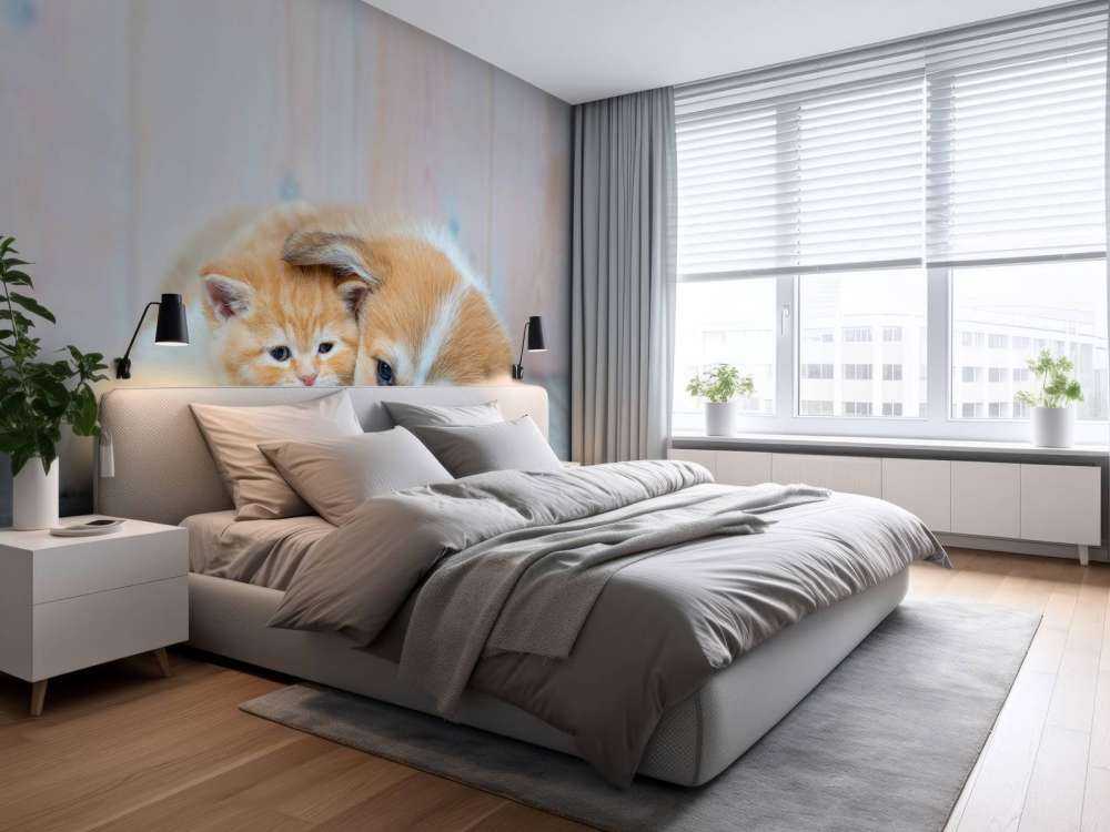 Cat wallpaper. Picture of a kitten and puppy.