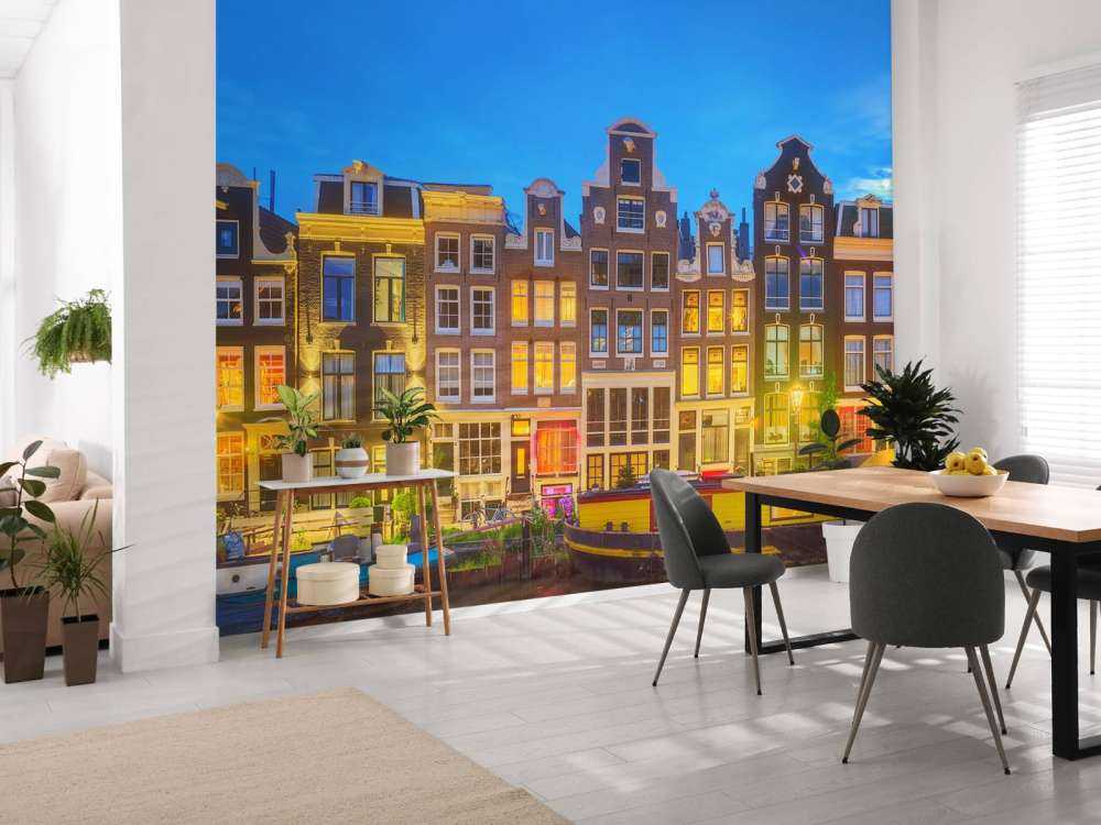 Amsterdam houses in the night