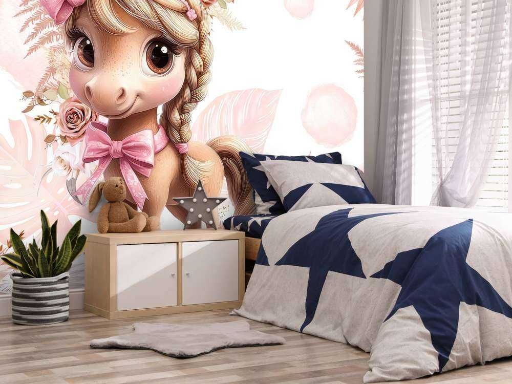 Elegant pony with pink bow