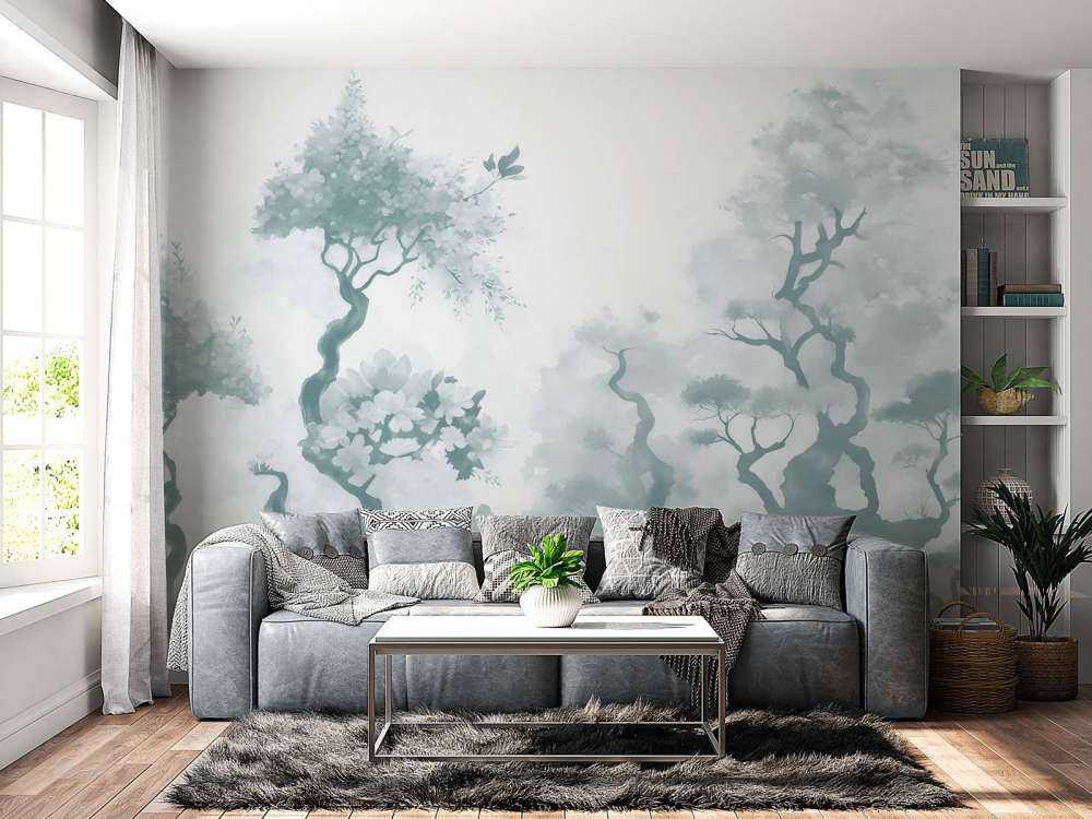 Blooming green trees