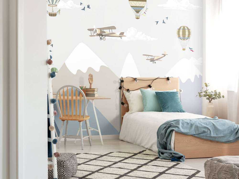 Mountains with balloons