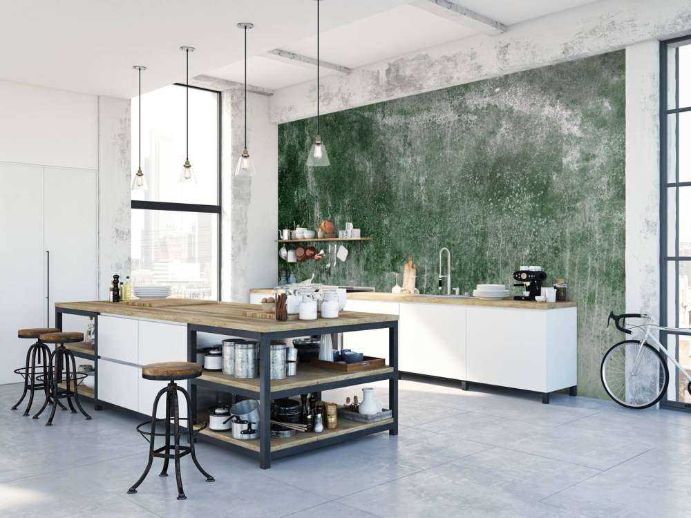 Old weathered green wall