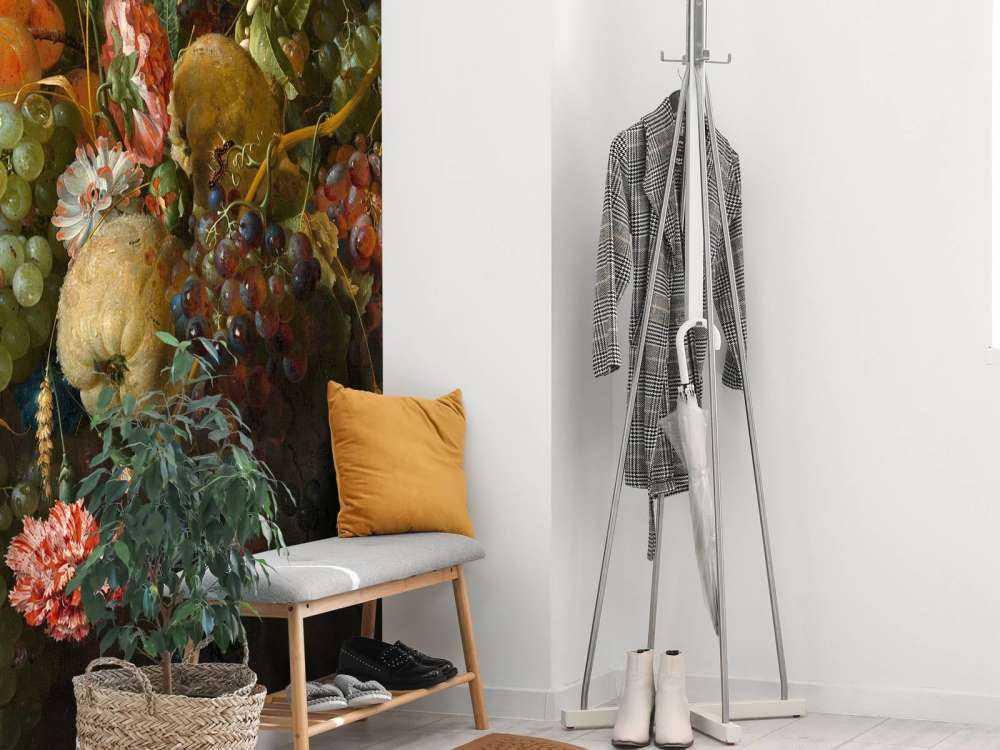 Garland of fruits with a few flowers